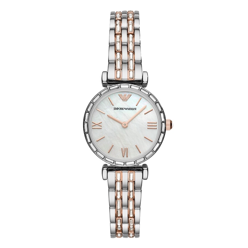 阿玛尼(EMPORIO.ARMANI)手表2020年秋季新品贝母镶钻钢带时尚休闲女士石英表百搭腕表AR11290