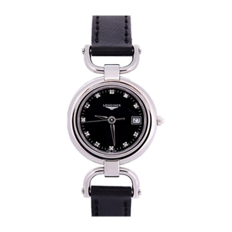 浪琴(Longines)手表 骑仕系列石英表女 L6.130.4.57.0 镶钻黑盘