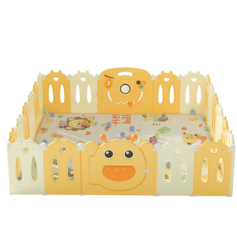 澳乐防摔防护栏栅栏家用学步栏 蜜蜂折叠围栏12+2儿童安全围栏