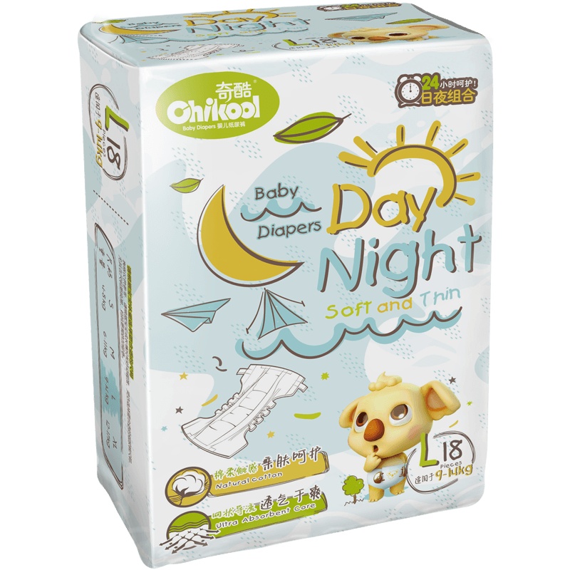 奇酷日夜用纸尿裤L18片 透气干爽男女宝宝通用婴儿尿不湿