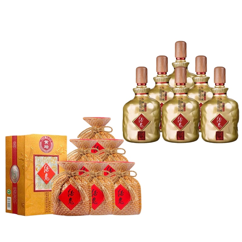 [酒鬼官方]酒鬼酒52度白酒馥郁香型黄坛整箱装468ml*6+馥郁天成整箱装1000ml*6组合装