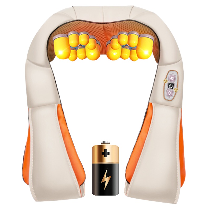 安尚肩颈按摩器仪四键16头温感仿真人热敷揉捏推拿肩膀部痛全身富贵包颈椎脖子电动加热家车两用按摩披肩/肩背敲敲乐