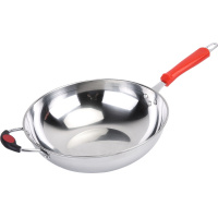 安尚不锈钢大炒锅健康炒菜锅无涂层三层物理无油烟不粘锅电磁炉燃气灶通用少油烟家用厨房饭店厨具烹饪34CM