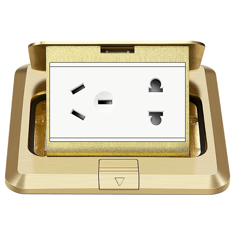 公牛地插座全铜防水隐形式地板插地面五孔家用地扦超薄七孔铜地插