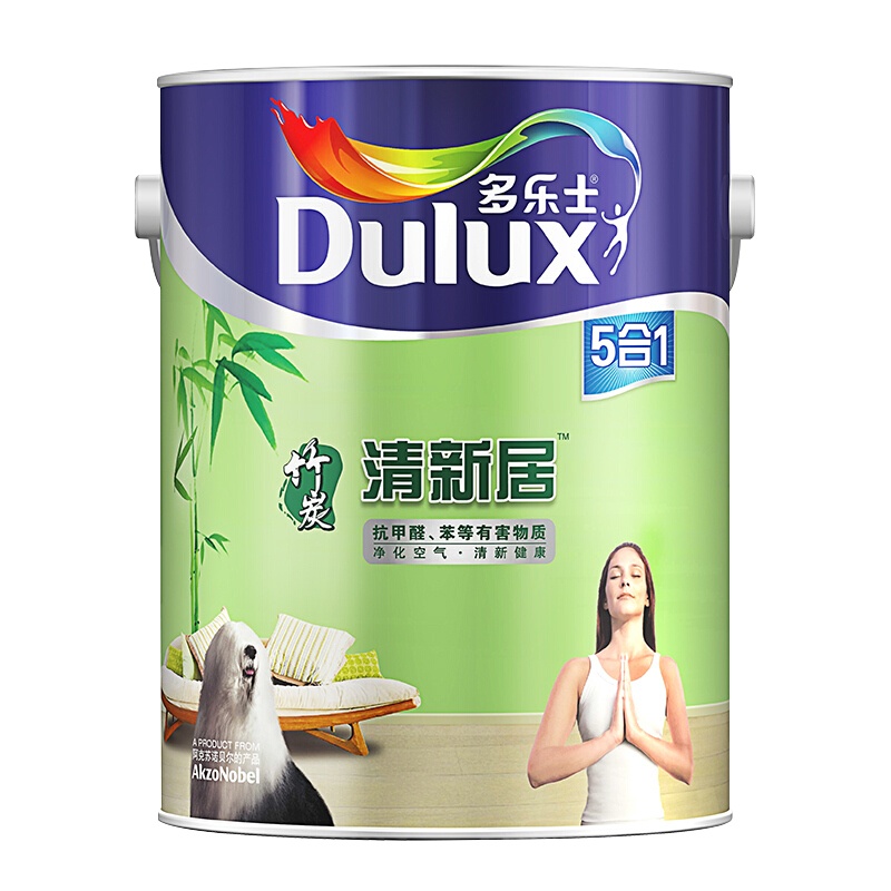 多乐士(Dulux) 竹炭清新居五合一内墙乳胶漆 墙面漆油漆涂料 A895 5L