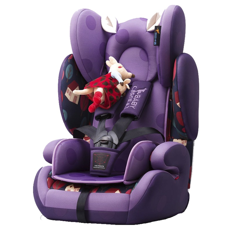 贝贝卡西安全座椅9月-12岁儿童安全座椅3C认证汽车车用婴儿车载宝宝座椅LB509 紫色鸢尾
