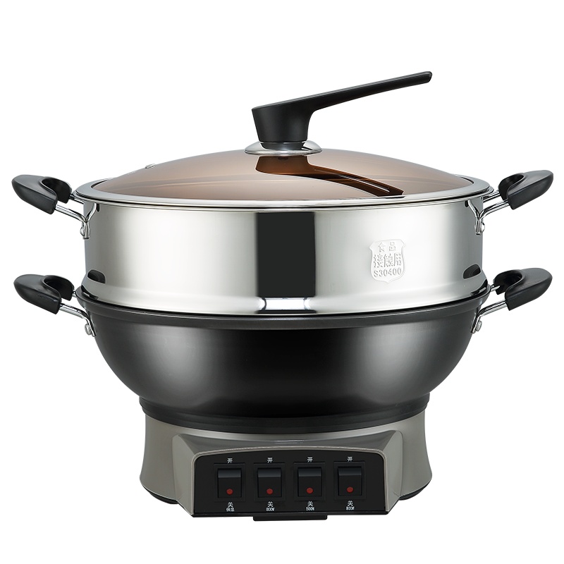 澳柯玛(AUCMA) 多功能电热锅ADG-34H006 档位任意搭配 保温功能 蒸煮焖炖涮一锅多用 真不锈养生铁锅