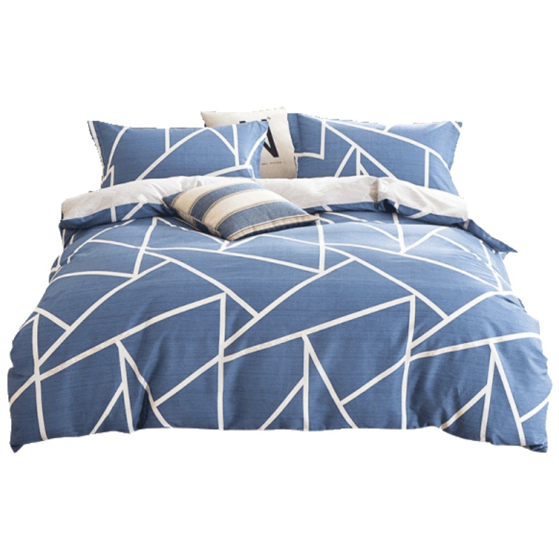 床上四件套全棉纯棉简约风ins网红款条纹1.8m床单被套床上用品