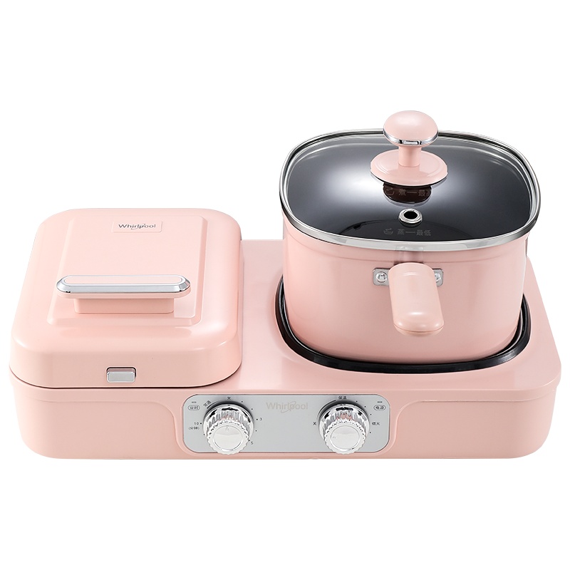 惠而浦轻食机WLF-M01Y 樱花粉 多功能早餐机 煮锅煎锅三明治机