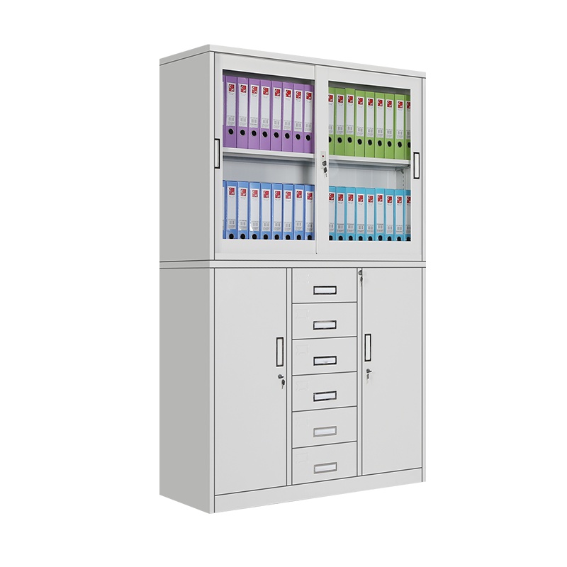 [红心家居]钢制宽中六6移门柜玻璃门文件柜铁皮柜储物柜办公家具