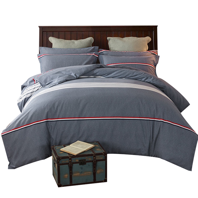 沿蔻家纺 19年新款全棉加厚双面生态磨毛四件套 纯棉床上用品 双人被套床单床品套件