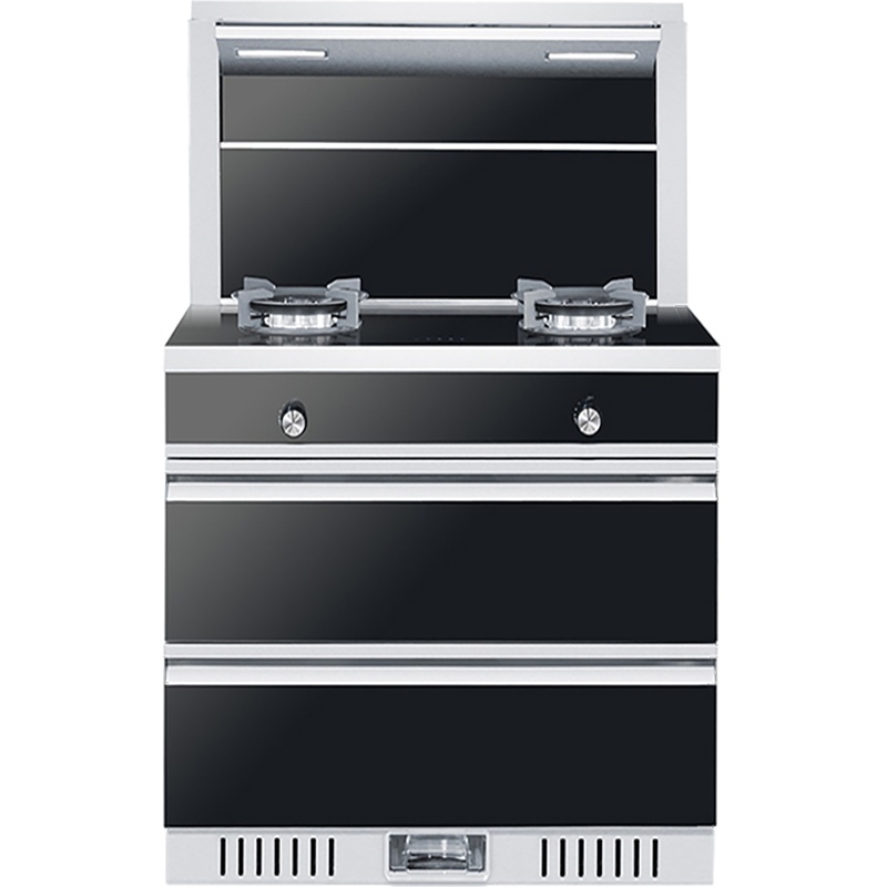 美大速风 集成灶顶部智能加热5键触控开关热电偶熄火保护烟灶一体机一级能效120L大容量猛火双灶JC02(天然气)