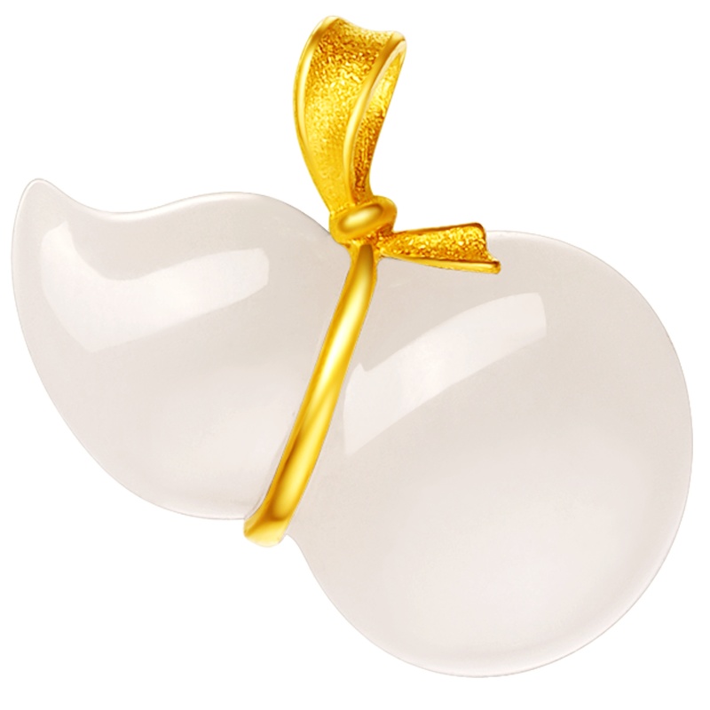 金一 国囍足金玉葫芦·福气女士和田玉吊坠赠银链（定价）ZJDZ035