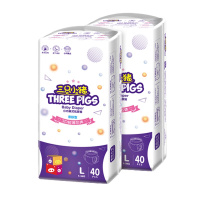 三只小猪 亲肤系列 超薄干爽透气 拉拉裤 L码 80片