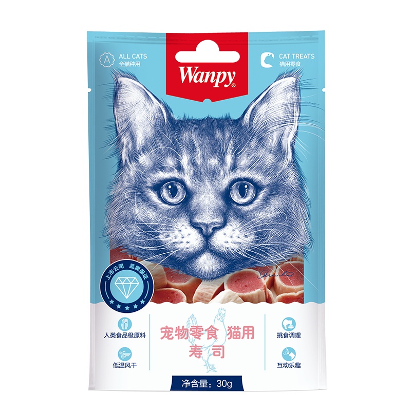 顽皮Wanpy宠物零食猫用寿司30g*12