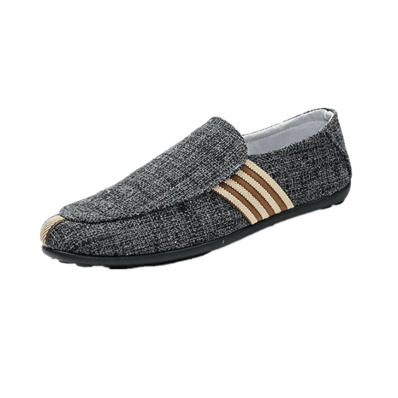 NOVERSE新款豆豆鞋男士英伦时尚麻布潮流一脚蹬懒人鞋百搭休闲男鞋