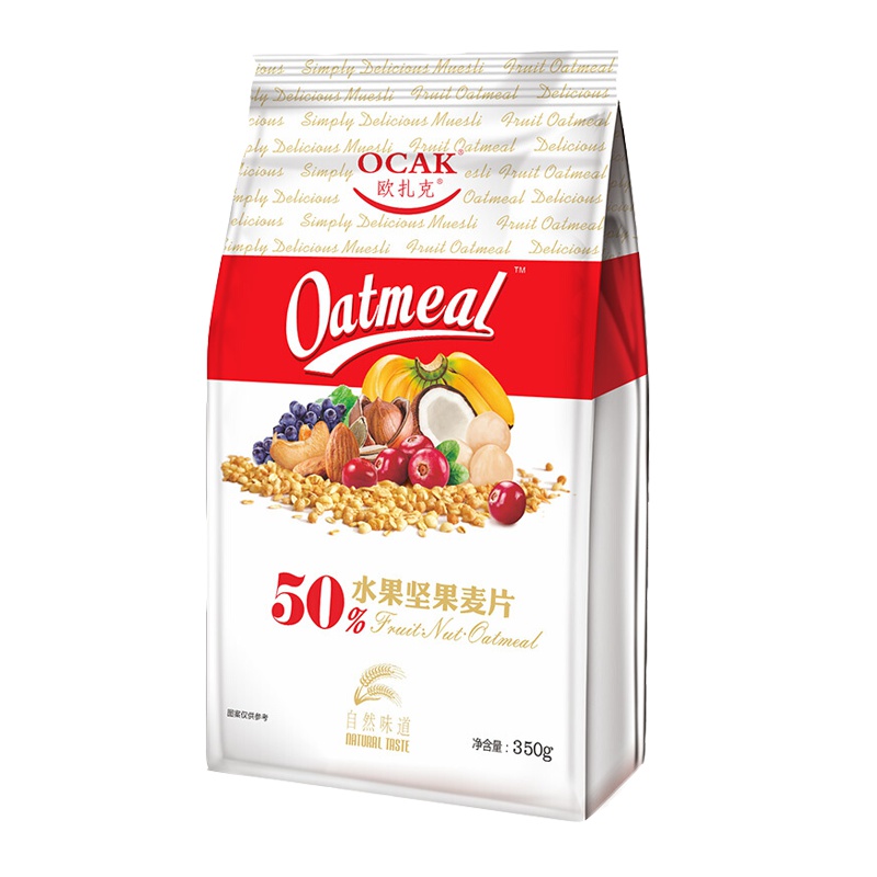 欧扎克 50%水果坚果麦片 代餐燕麦 即食燕麦片 营养早餐 谷物冲饮 干吃零食食品燕麦脆350g
