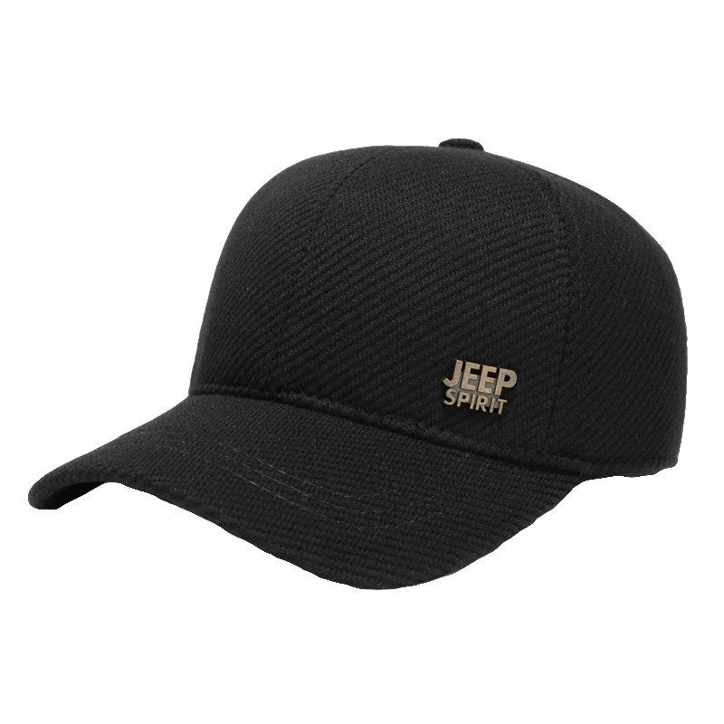 Jeep吉普秋冬帽子男士毛呢帽冬季户外护耳棒球帽保暖爸爸帽鸭舌帽