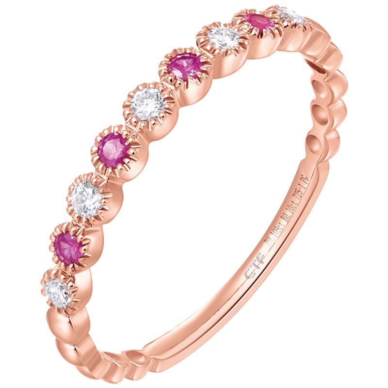 schl-周大福珠宝首饰焕美系列18K金红宝石钻石戒指