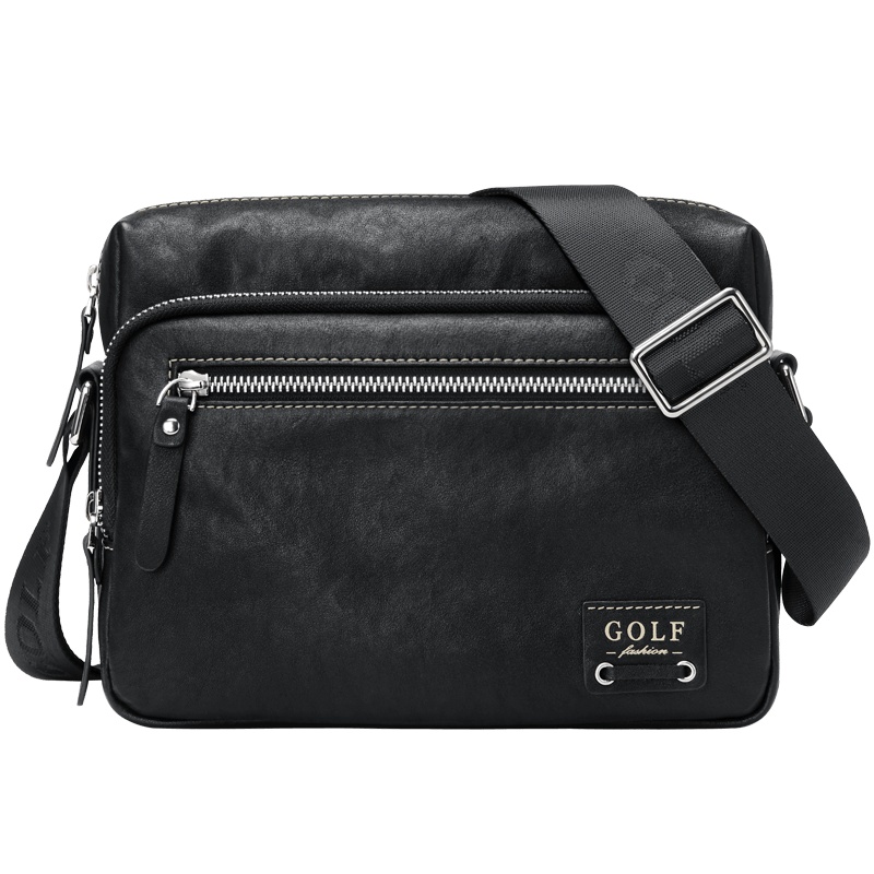 高尔夫GOLF单肩包男头层牛皮斜挎包大容量多隔层时尚男士潮流户外休闲运动包