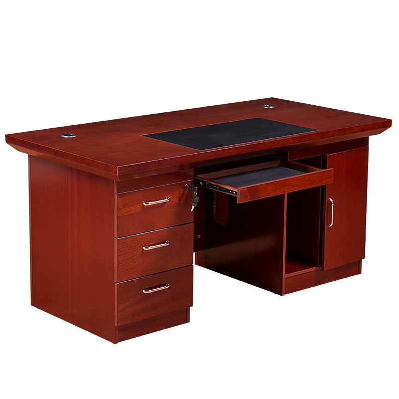 [红心家居]现代中式办公家具油漆实木贴皮办公桌主管桌经理桌