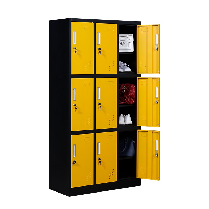 彩色更衣柜带锁铁皮柜子健身房储物柜浴室换衣柜多存包柜