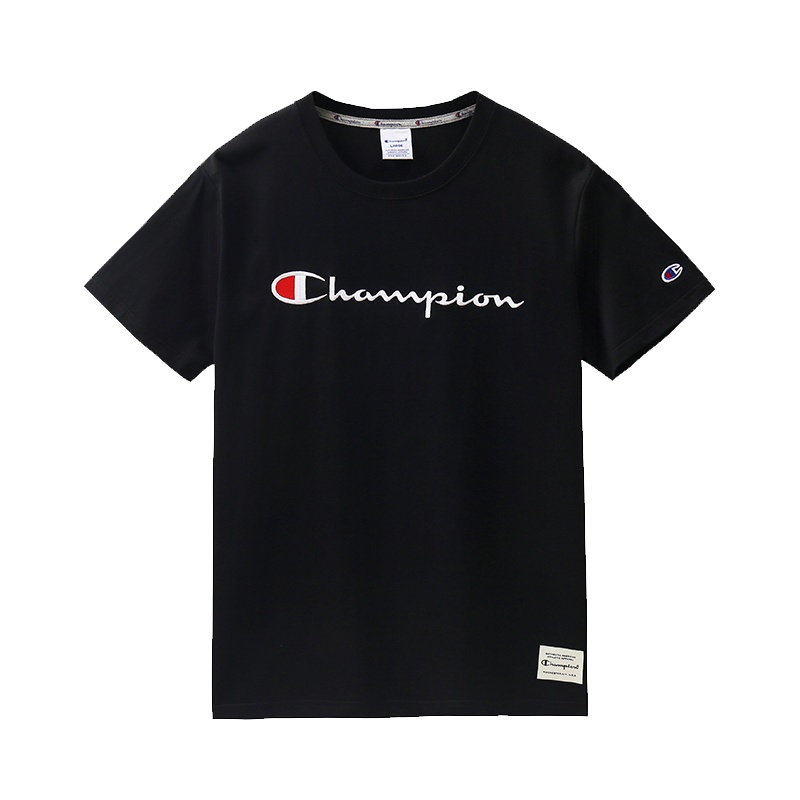 Champion 冠军夏季草写经典大Logo刺绣棉运动T恤男士情侣短袖潮牌 C8-A204