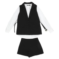 ENJOY'ME上衣短裤套装20女装春季新品V领黑白拼色气质