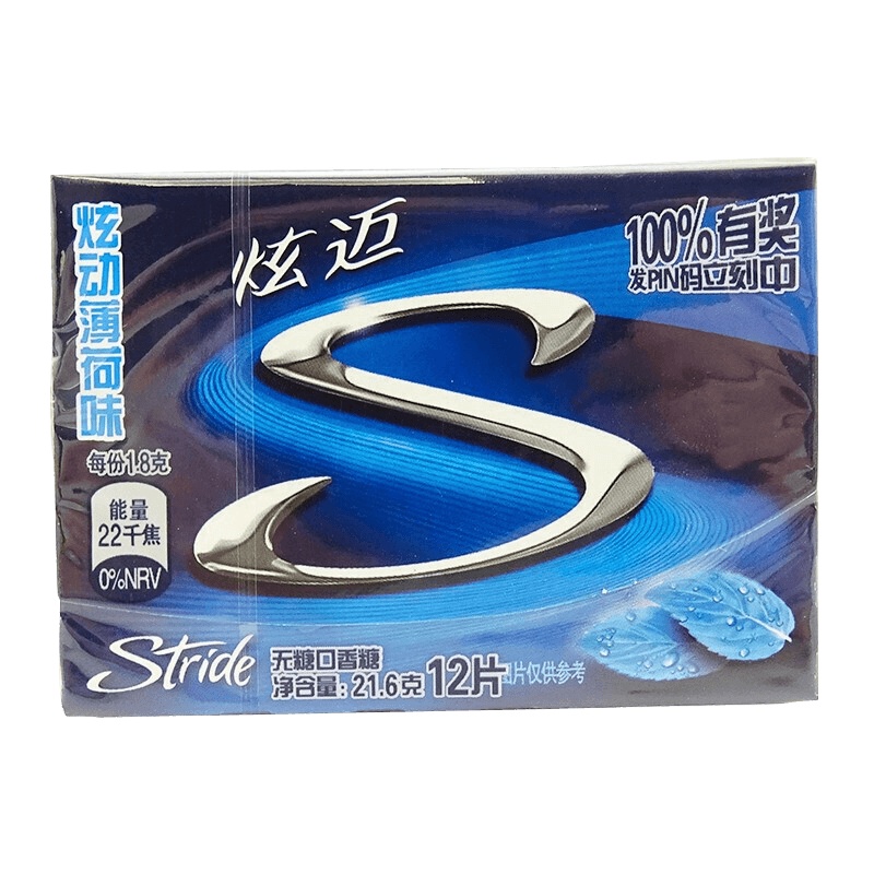 Stride炫迈 无糖口香糖(炫动薄荷味)10.8/盒(6片)