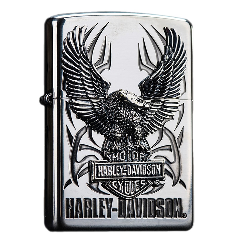 美国ZIPPO打火机 芝宝 哈雷展翅雄鹰贴章 翱翔天际 复活之鹰 镀银银鹰HDP-07