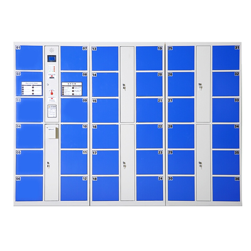 欧宝美电子存包柜储物柜商场超市寄存柜三十六门电子条形码蓝色