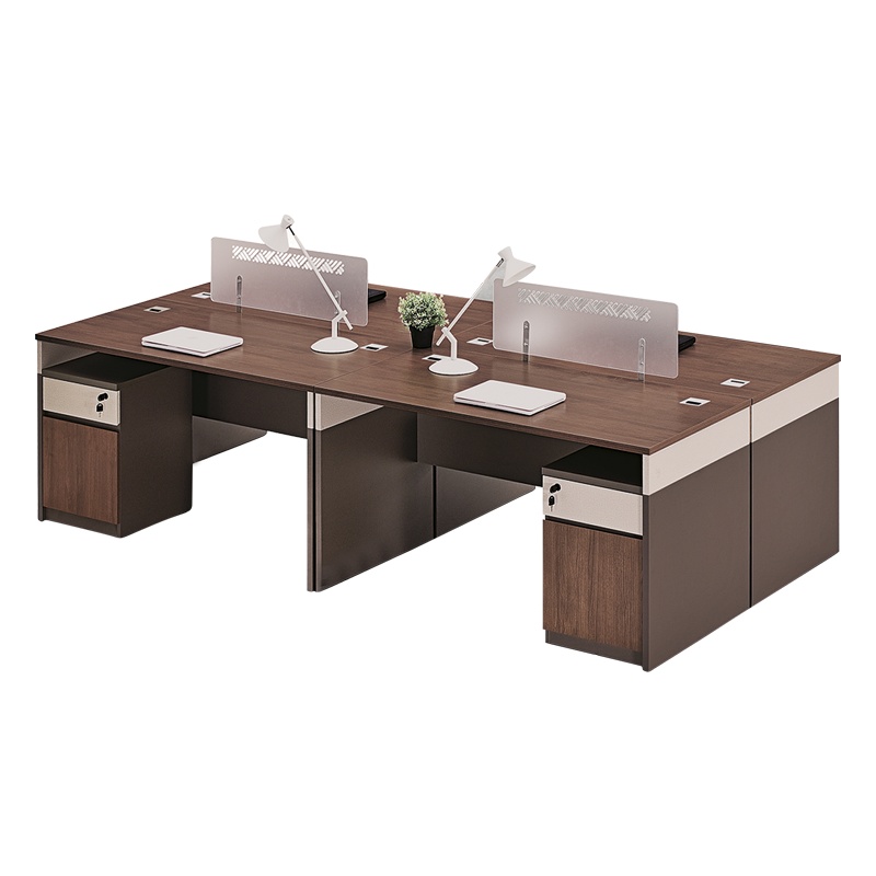 [藏书阁]办公桌4人位现代简约职员桌组合屏风4人位桌2.4米