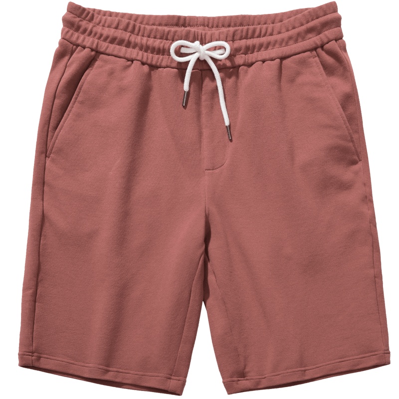 千纸鹤裤子男2019夏装新款宽松休闲运动风红色5分裤短裤男潮90216