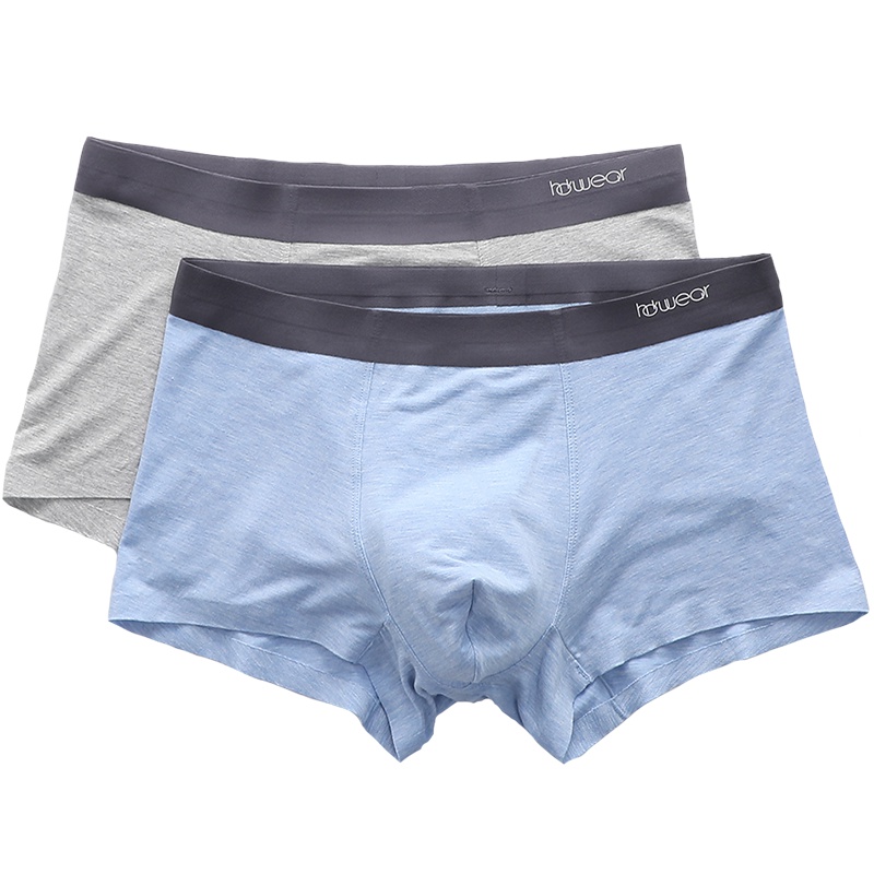红豆居家(Hodohome)春夏新品男士中腰莫代尔无痕平角内裤青年四角短裤(两条装)