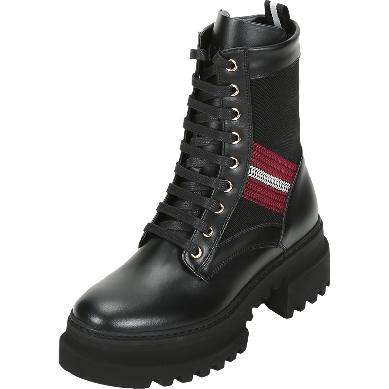 BALLY 巴利 女士 织物配皮厚底马丁靴短靴 GIOIS