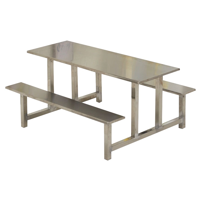 汉诺鑫威不锈钢餐桌连体餐桌椅组合学校食堂员工小吃店快餐桌椅4人6人8人6人位全套不锈钢餐桌[工厂现做 7天内发货]