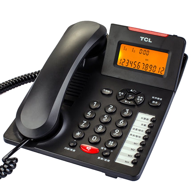 TCL 180 办公电话机 商务固定电话座机 静音来电报号双接口大屏翻盖普通家用/办公话机(黑色)