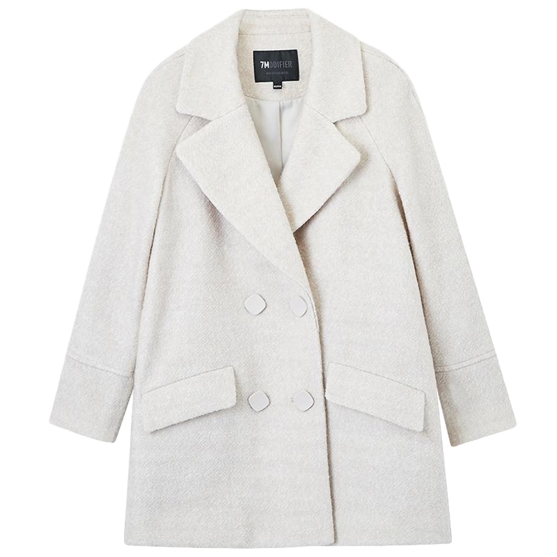 拉夏贝尔毛呢外套女装冬季韩版加厚中长款羊毛赫本风学生呢子大衣