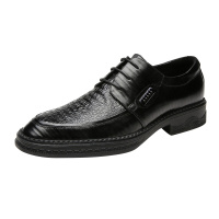 洛克华菲男鞋冬季商务休闲皮鞋男韩版大码真皮男士正装结婚鞋子潮鳄鱼纹时尚