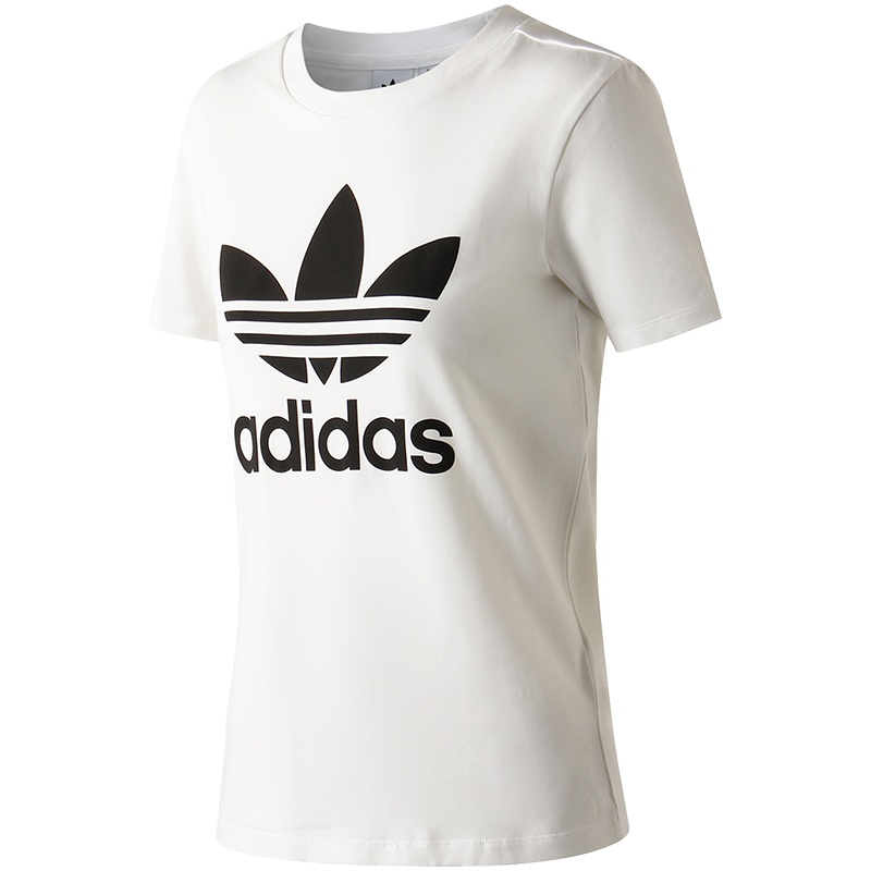 阿迪达斯三叶草女服短袖T恤LOGO款休闲运动服GN2899
