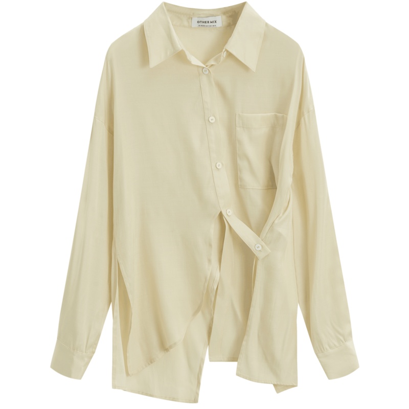 OtherMix夏日法式衬衣2021年夏季新款设计感小众不规则衬衫上衣女