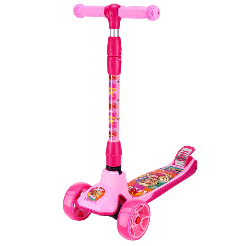 芭比儿童滑板车2-3-6岁小孩初学者宝宝男女板车闪光滑滑溜溜车