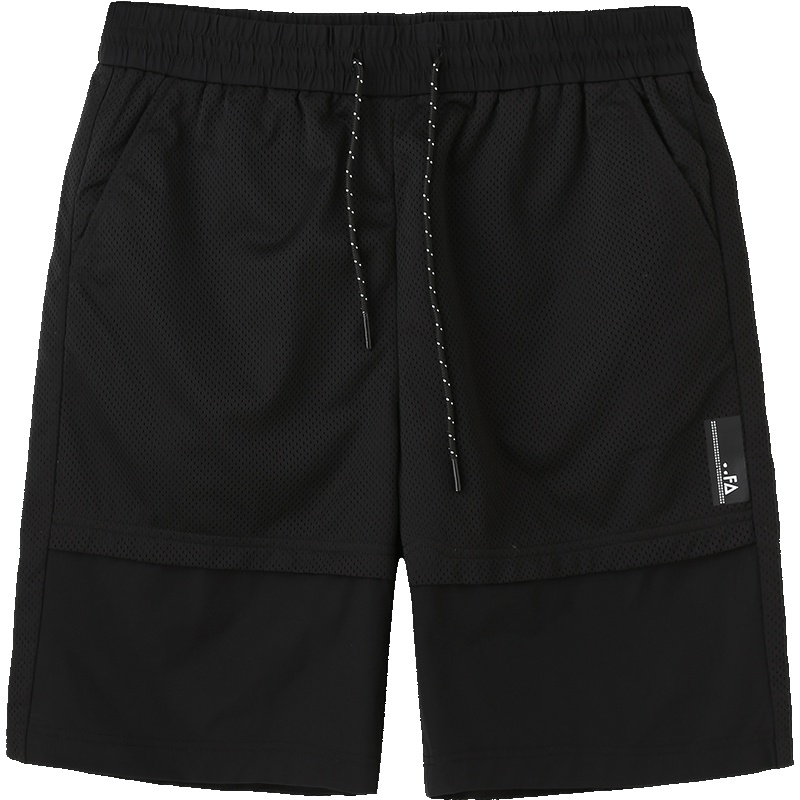 马克华菲夏季新款休闲裤直筒拼接运动短裤