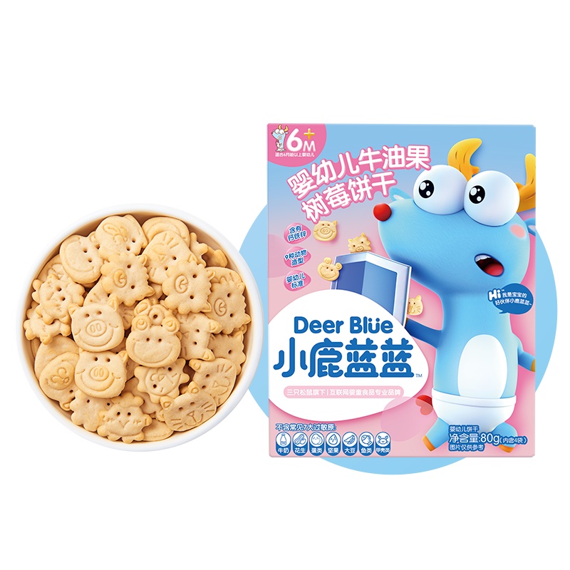 [小鹿蓝蓝有机树莓椰子饼干]婴幼儿宝宝零食儿童辅食10月有机树莓椰子饼干/树莓椰子味/80g