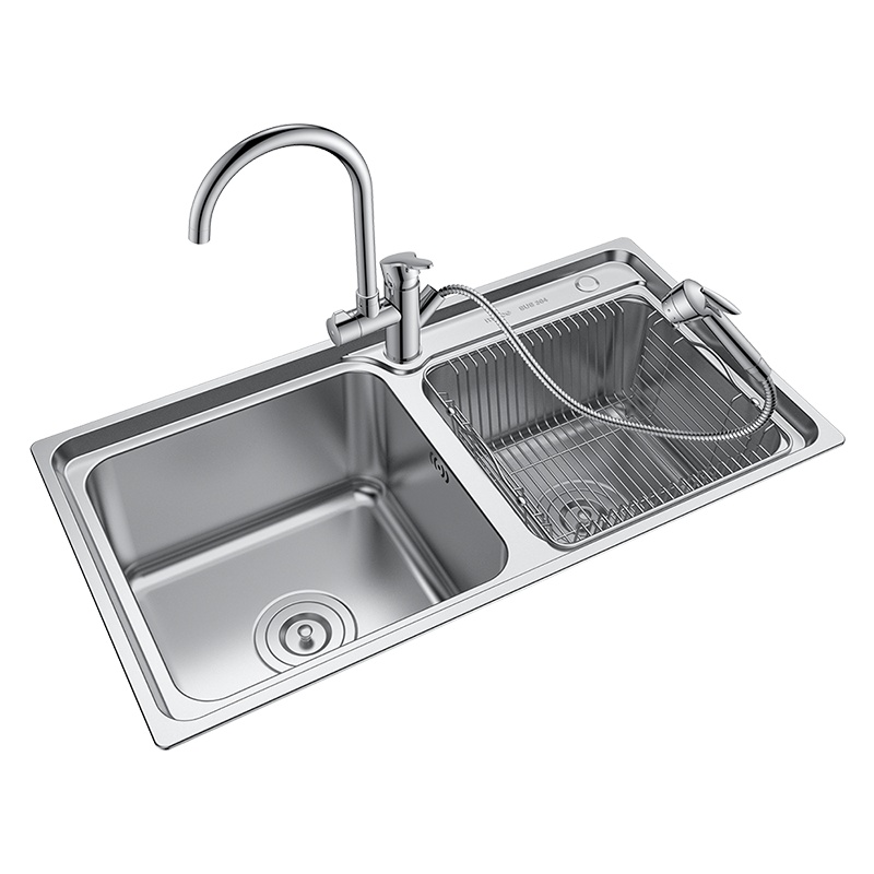 四季沐歌304不锈钢加厚水槽单槽 洗菜盆水龙头洗菜池M-B1005(62)-H