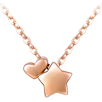 周大生彩金项链女正品玫瑰金锁骨套链星星吊坠18k金项链女纪念日官方