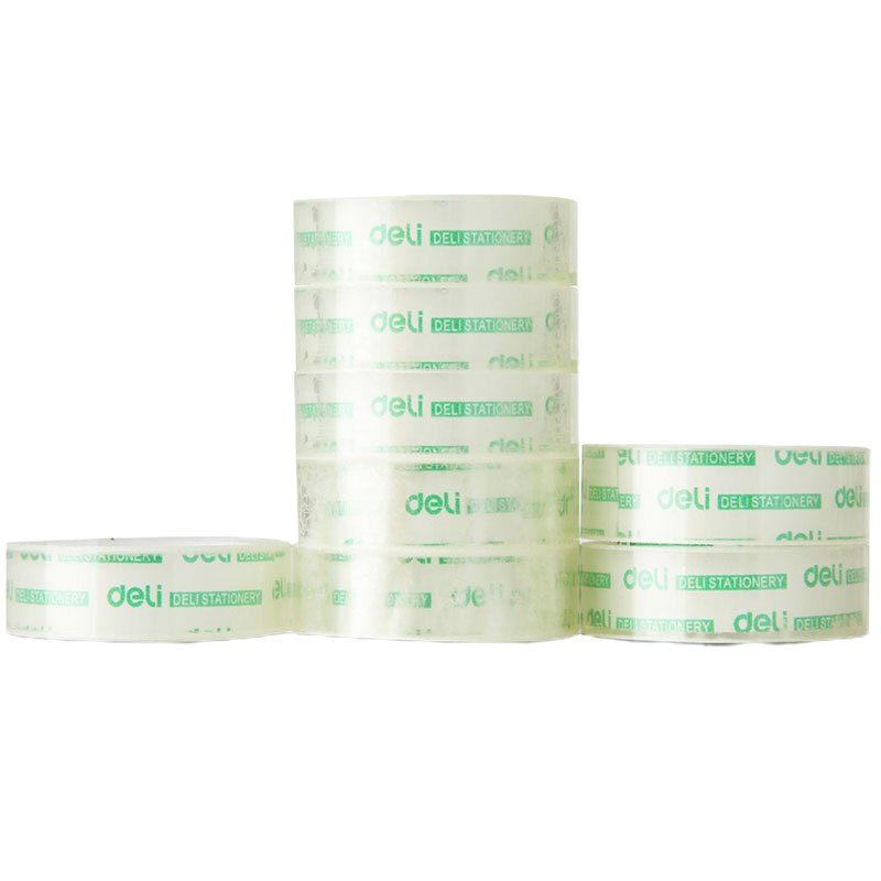 得力(deli)30011 文具胶带 12mm*14y*38um 12卷/筒 手工胶带纸粘性强 透明文具胶带 5筒组合装