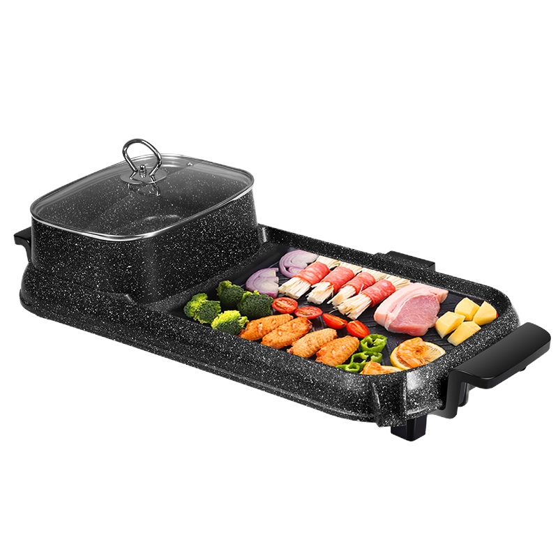 新丰腾麦饭石多功能无烟电烤盘韩式家用电烤炉涮烤一体锅电火锅