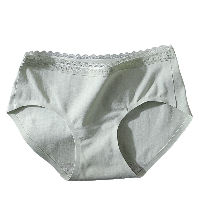 浪莎内裤女蕾丝纯棉抗菌无痕收腹中腰日系少女学生薄款透气三角裤4条