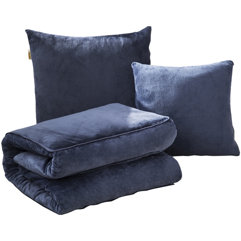 敬平加厚水晶绒两用抱枕被子纯色抱枕汽车车载办公室沙发午休小毛毯 灰色 45x45cm展开120*160 平